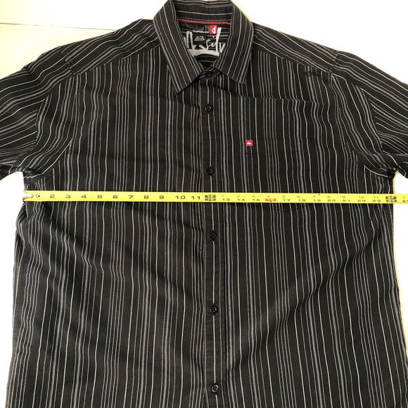Quiksilver Mens Black Striped Button Down Shirt Pocket Tag Size XL - Picture 5 of 16